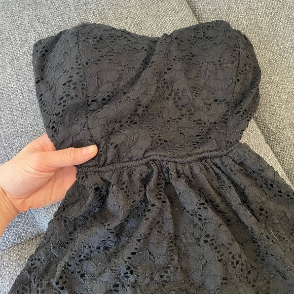 Little Black Lace Strapless Dress - Picture 2 of 8